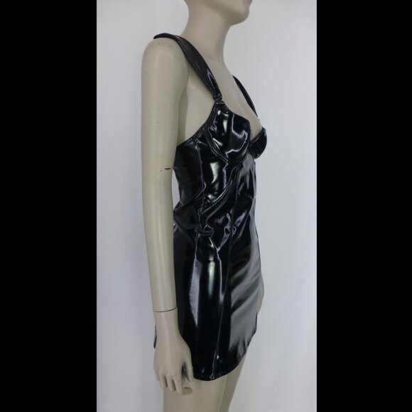 NWT Hustler Black Maxine Faux Leather Wired Dress (Size 4) - Picture 3 of 15
